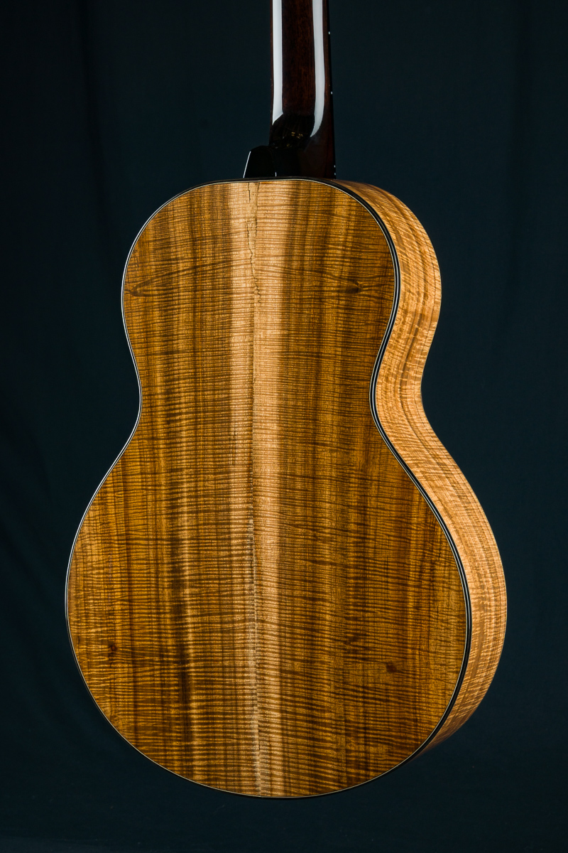 Kevin Ryan Abbey Grand Parlor Flamed Koa and Engelmann Spruce Used
