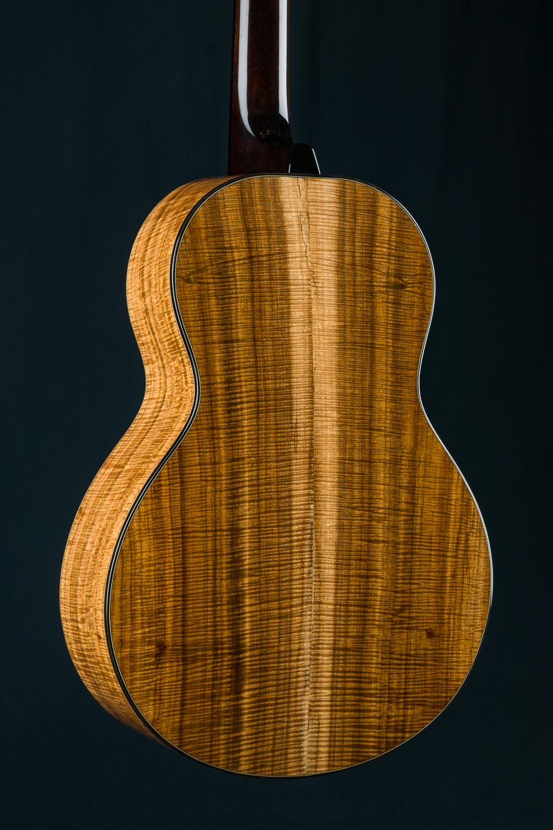 Kevin Ryan Abbey Grand Parlor Flamed Koa and Engelmann Spruce Used